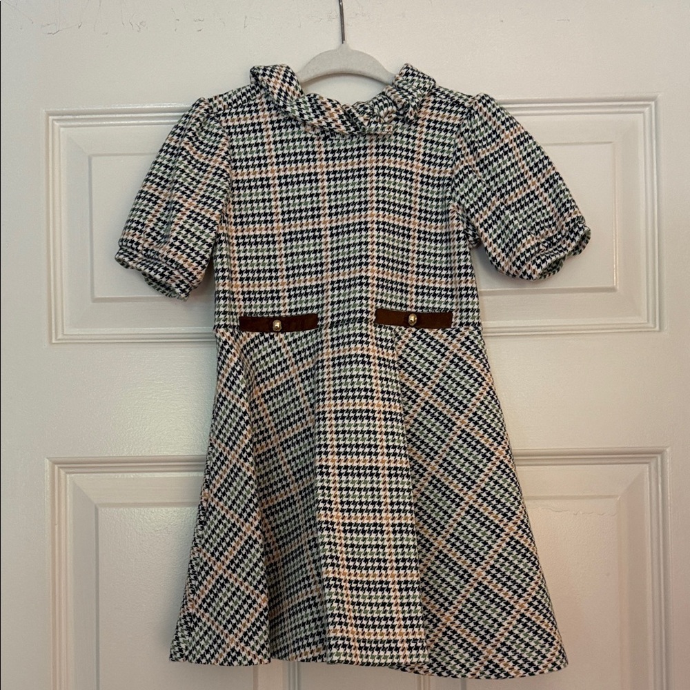 Elegant Plaid Janie and Jack Toddler Dress with Puff Sleeves